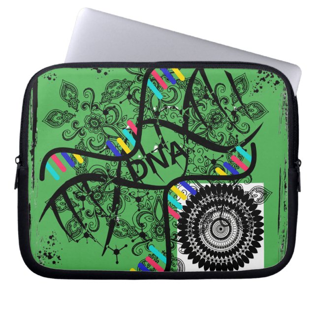 Capa Para Notebook Eletrônicos Bag green dna helix (Frente)