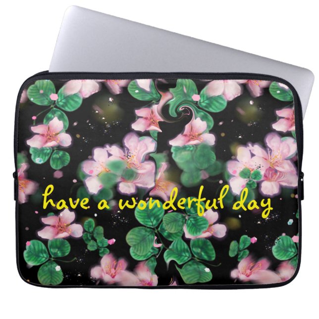 Capa Para Notebook eletrônicos de flores cor-de-rosa (Frente)