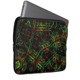 Capa Para Notebook Elíptico destruído, linhas para cima, verde-piscan
