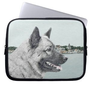 Capa Para Notebook Elkhound norueguês na pintura da vila - Arte cani