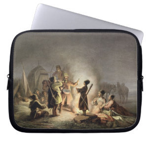 Capa Para Notebook Em volta do fogo do acampamento (litho da cor)