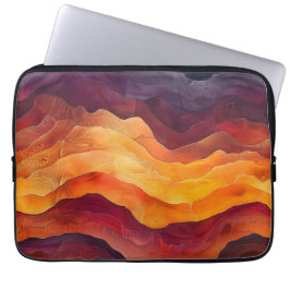 Capa Para Notebook Ember Strata – Abstract Layers of Earth and Fire