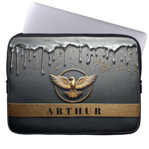 Capa Para Notebook Emblema de Águia Dourada com Asas Estendidas