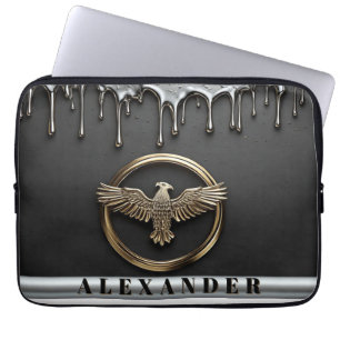 Capa Para Notebook Emblema de Águia Dourada com Asas Estendidas