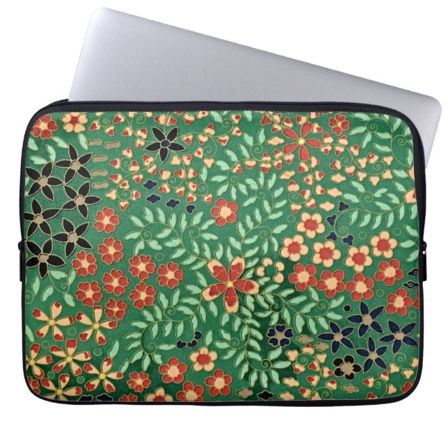 Capa Para Notebook Embrace Elegance: Floral Verde Japonês (Frente)