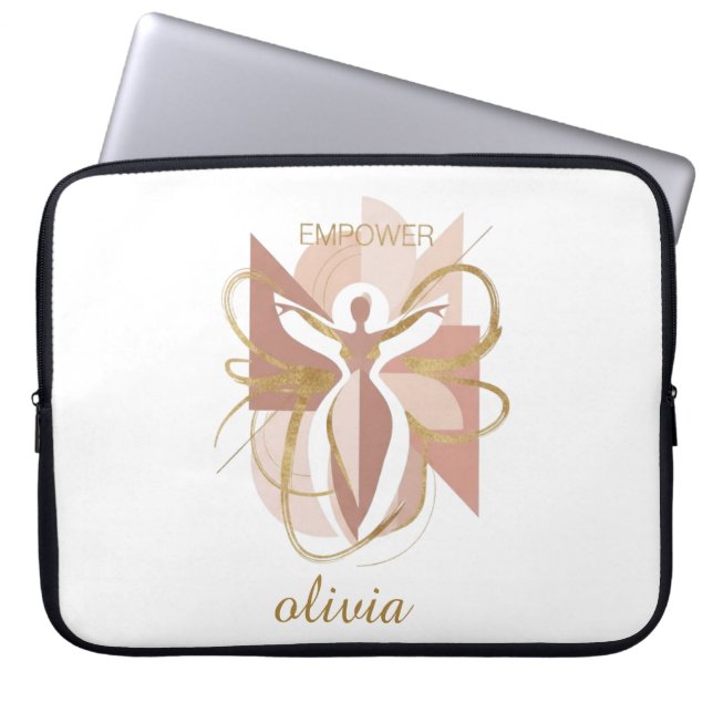Capa Para Notebook Empower Abstract Golden Woman Silhouette Art (Frente)