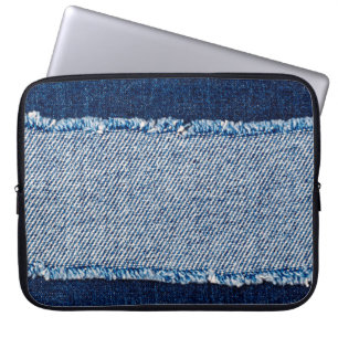 Capa Para Notebook Encaixe o quadro do tecido de jeans azuis. Fabr de