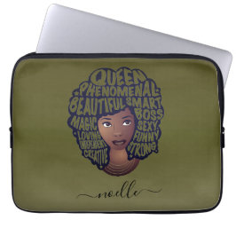 Capa Para Notebook Encorajando as mulheres negras, verde-oliva