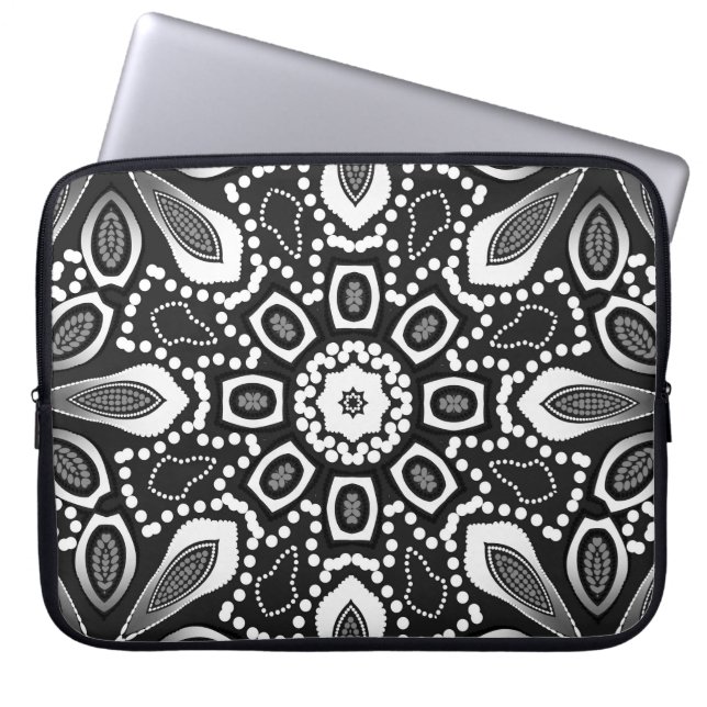 Capa Para Notebook Energia tribal Mandala em preto-e-branco (Frente)