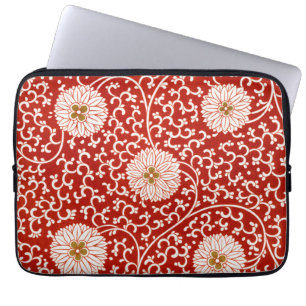 Capa Para Notebook Enfeite Chinês Owen Jones Floral Vermelho Branco