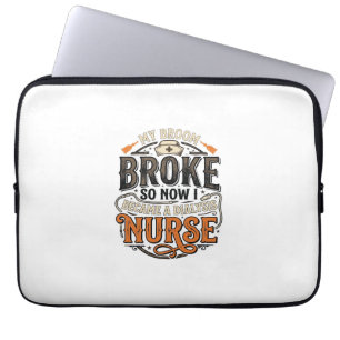 Capa Para Notebook Enfermeira de Diálise Halloween Vassoura Quebrou D