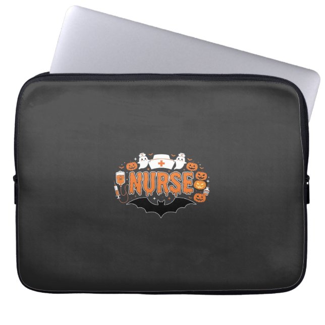 Capa Para Notebook Enfermeira de Halloween com Fantasma de Abóbora Pi (Frente)