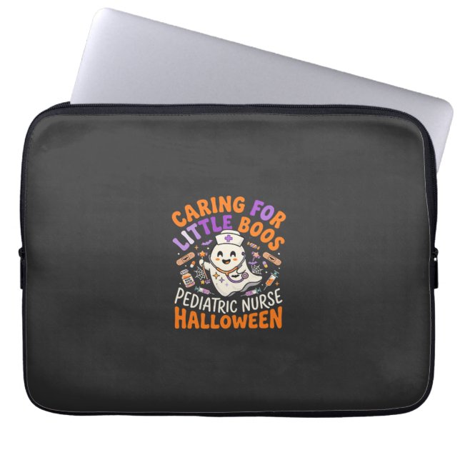 Capa Para Notebook Enfermeira do Halloween Pequenos Boos (Frente)
