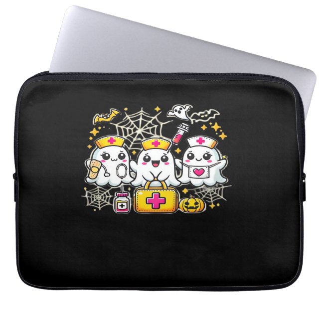 Capa Para Notebook Enfermeira Fantasma de Halloween Bastante com Kit  (Frente)