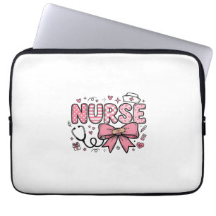 Capa Para Notebook Enfermeira Fofa Laço Coração Camisa Vector Design_