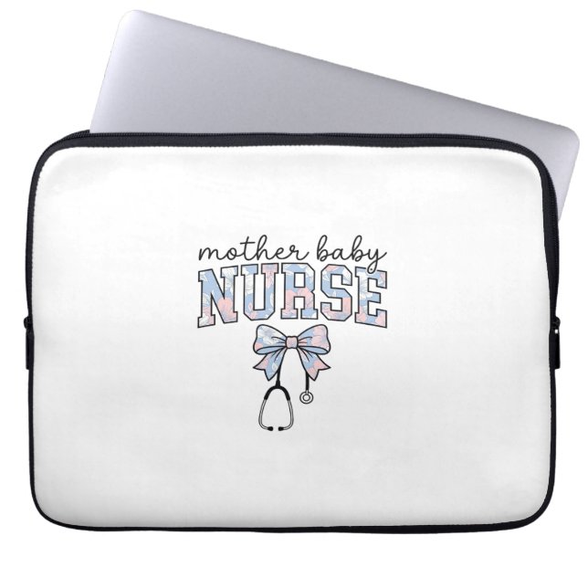 Capa Para Notebook Enfermeira Mãe Bebê Camisa com Laço Floral Design_ (Frente)