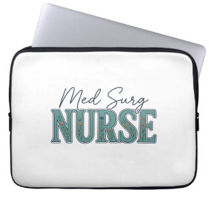 Capa Para Notebook Enfermeira Med Surg Desenho de Gravura Floral Vint