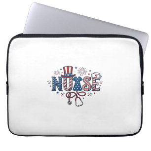 Capa Para Notebook Enfermeira Patriótica Desenho Vetorial de Gravura