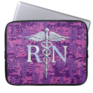 Capa Para Notebook Enfermeira Registrada Silver Caduceus Pink Camoufl