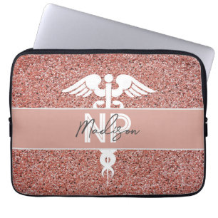 Capa Para Notebook Enfermeiro Caduceus Monograma Rosa