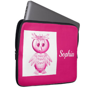 Capa Para Notebook Engraçado Coruja Rosa Personalizada Crianças