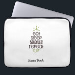 Capa Para Notebook Engraçado Estudante de Ciências Personalizado Pres<br><div class="desc">Esta engraçada design do "Coma Repetição de Ciência do Sono" é perfeita para estudantes de todas as séries! Pode ser personalizado com o nome do seu filho. Excelente para o presente de volta à escola,  presente de aniversário da criança e outros presentes de feriado.</div>