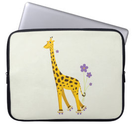 Capa Para Notebook Engraçado Giraffe Roller Skating 15 pol