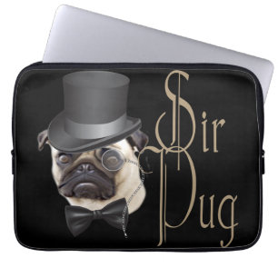 Capa Para Notebook Engraçado, Grande Chapéu Monóculo Sir Pug Dog