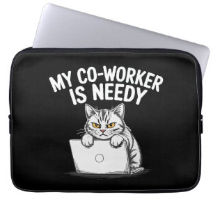 Capa Para Notebook Engraçado "Meu Colega de Trabalho é Carente" Gato