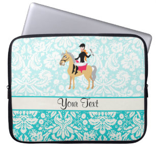 Capa Para Notebook Equestrian do damasco da cerceta
