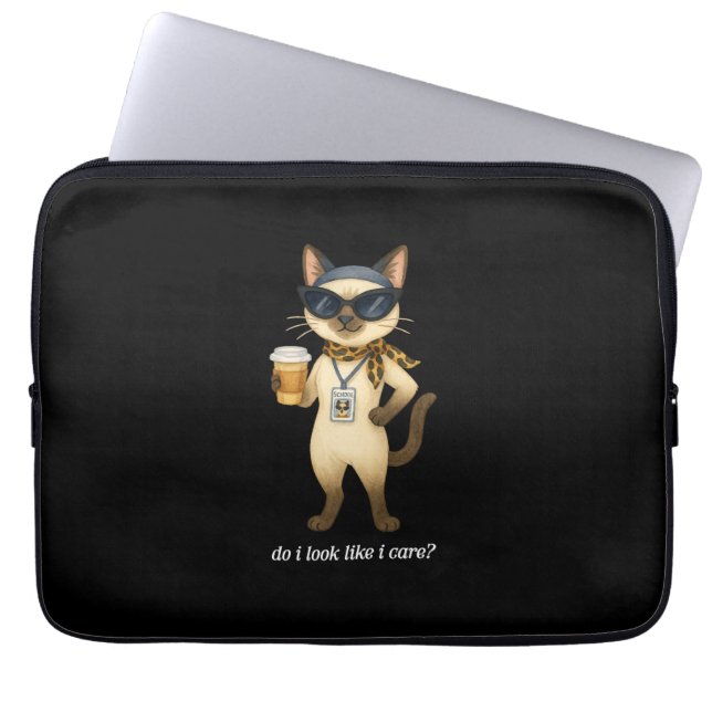 Capa Para Notebook Equipe da Escola de Gatos Siameses está bebendo ca (Frente)