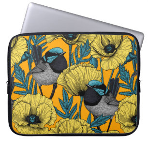 Capa Para Notebook Erva de fada e papoila em amarelo