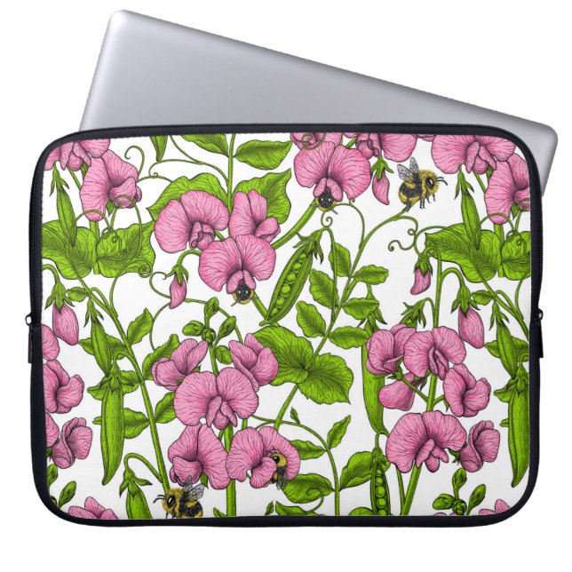 Capa Para Notebook Ervilhas doces e espécimes do gênero Bombus spp.,  (Frente)
