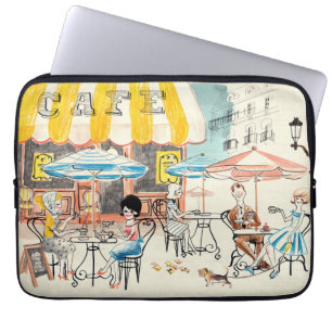 Capa Para Notebook Esboço bonito da cena de France Café