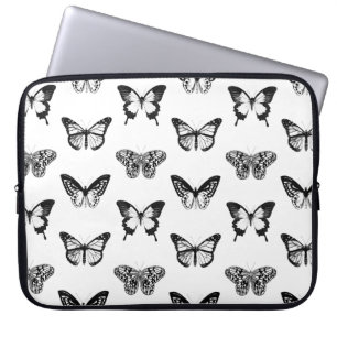 Capa Para Notebook Esboço da borboleta, branco e preto