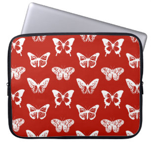 Capa Para Notebook Esboço da borboleta, vermelho e branco profundos