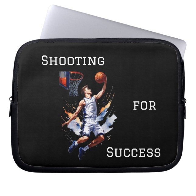 Capa Para Notebook Esboço em aquarela de jogador de basquete arremess (Frente)