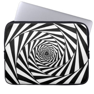 Capa Para Notebook Escada em Espiral de Redemoinho Preto e Branco Abs