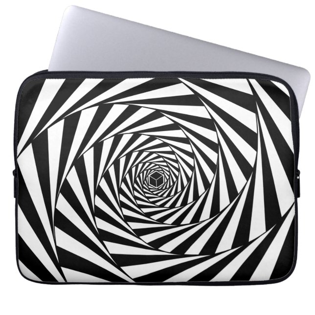 Capa Para Notebook Escada em Espiral de Redemoinho Preto e Branco Abs (Frente)