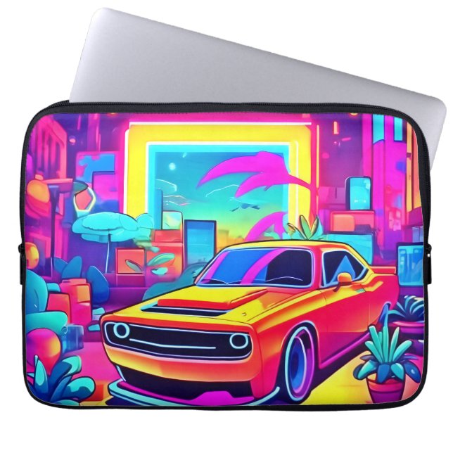 Capa Para Notebook Escape do Carro dos Sonhos de Neon (Frente)