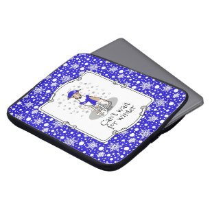 Capa Para Notebook Escarpa de Neve Azul-Inverno - Cujo rosto e branco