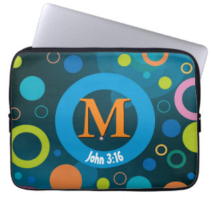 Capa Para Notebook Escritura de Círculos Monograma Personalizado AZUL
