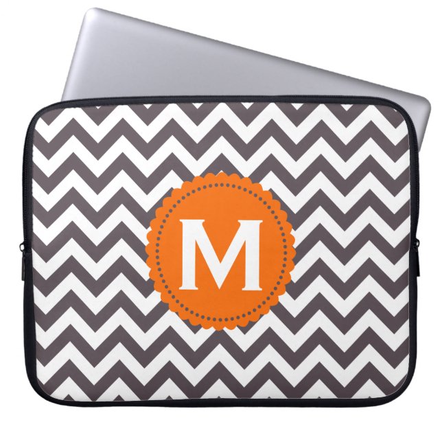 Capa Para Notebook Escuro - teste padrão de Chevron do monograma do (Frente)