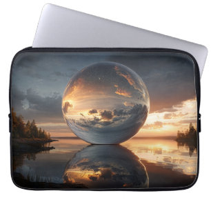 Capa Para Notebook Esfera Reflexiva Surrealista Com Nuvens de Pôr do