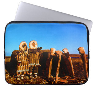 Capa Para Notebook Eskimo vestido com pele vintage do Alasca iglu de