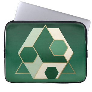 Capa Para Notebook Esmeralda Hexágono Geométrico Luxo