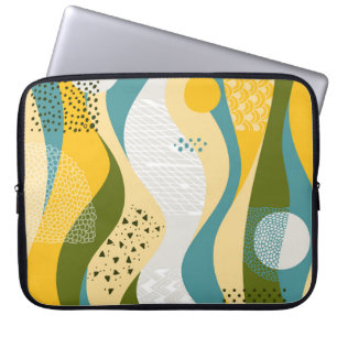 Capa Para Notebook Espaço abstrato: Ornamentos Suaves de Linha.