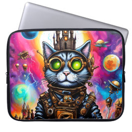 Capa Para Notebook Espaço de Steampunk Cat I