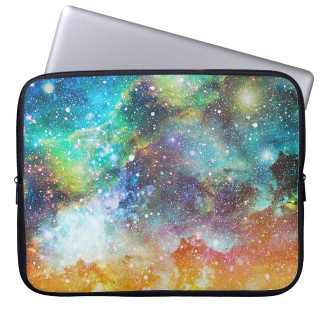 Capa Para Notebook Espaço futurístico, fundo nebuloso estrelado. (Frente)
