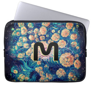 Capa Para Notebook Espaço Mimosa Ouro Nebula Flor e Monograma